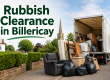 Rubbish clearance service in Billericay showing household waste, furniture and black bags being loaded into a removal vehicle in a residential area