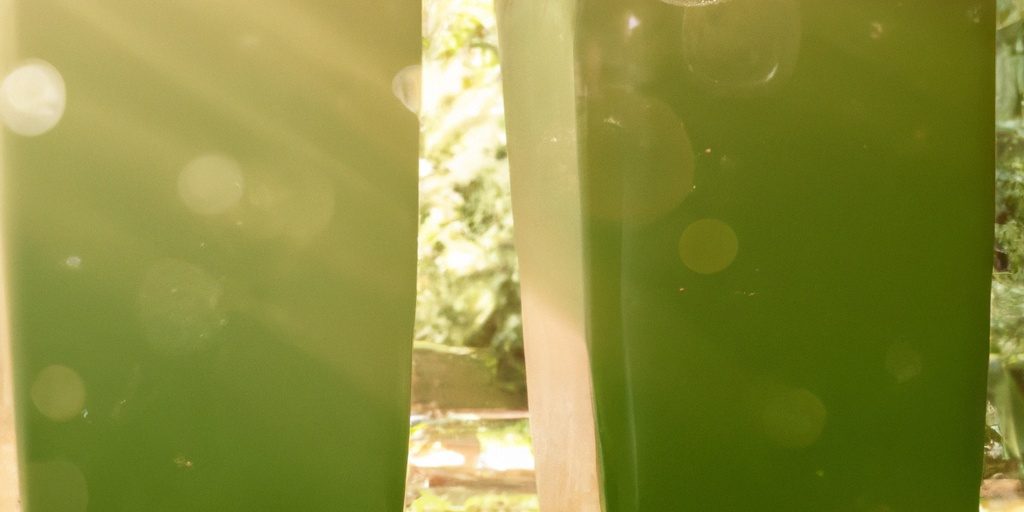 Two Green Bins In The Garden With Sunshine Coming Out